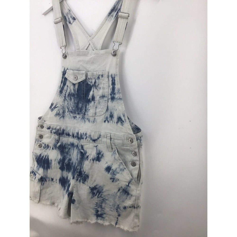 No Boundaries Jean Shortalls Size L(11-13) Blue Denim Juniors Tie Dye Juniors - Picture 7 of 12